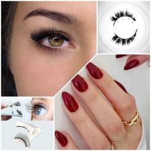 (2 x رموش ب4مغناطيسات) + أظافر Press-on PACK